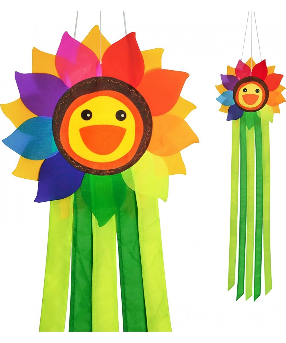 42-inches Smiling Sunflower Rainbow Windsock Hanging Décor Fall Autumns Outdoor Windsock for Garden Backyard Balcony Porch Ca...