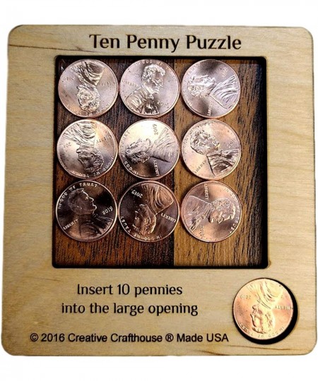 10 Penny Puzzle - A Circle Packing Problem - Ten Mint Pennies are Included $18.34 - Brain Teaser Puzzles