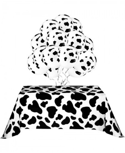 Cow Tablecloth for Party Include 2 Pieces Table Covers 20 Pieces Cow Balloons and 10m White Ribbon Party Picnic Supplies (Cow...