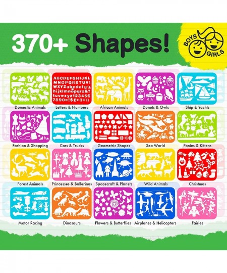 Drawing Stencil Kit for Kids 58 PC Art Set with 370+ Shapes Sketch Pad and Colored Pencils for DIY Arts and Crafts for Boys a...