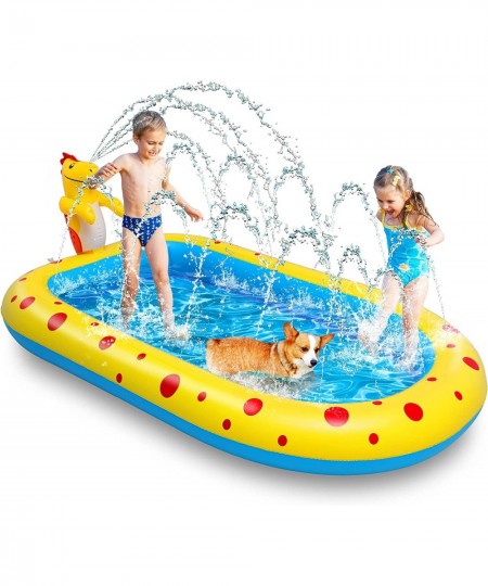 Kiddie Pool with Sprinkler Toddler Pool for Backyard Water Play Outdoor Summer Water Toys Gifts for Boys and Girls 67"x 40.5 ...