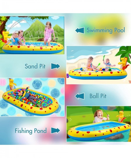 Kiddie Pool with Sprinkler Toddler Pool for Backyard Water Play Outdoor Summer Water Toys Gifts for Boys and Girls 67"x 40.5 ...