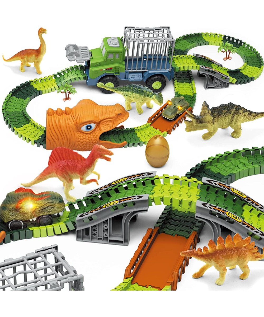 Dinosaur Toys Race Car Tracks Set Create a Dino World Road Race Flexible Dinosaur Vehicle Track Toy Playset 164 pcs Christmas...