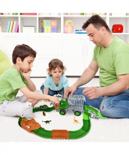 Dinosaur Toys Race Car Tracks Set Create a Dino World Road Race Flexible Dinosaur Vehicle Track Toy Playset 164 pcs Christmas...