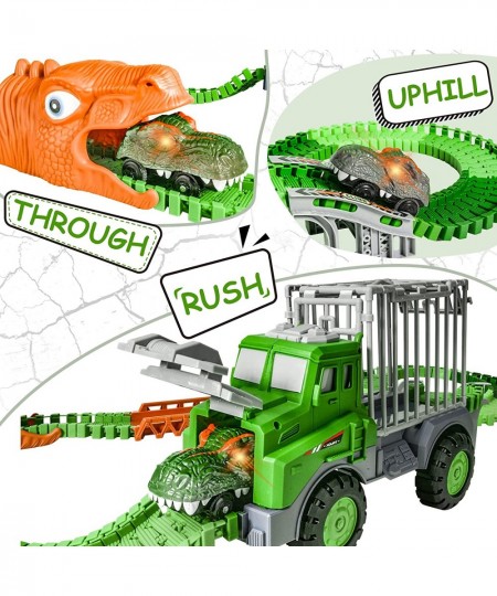 Dinosaur Toys Race Car Tracks Set Create a Dino World Road Race Flexible Dinosaur Vehicle Track Toy Playset 164 pcs Christmas...