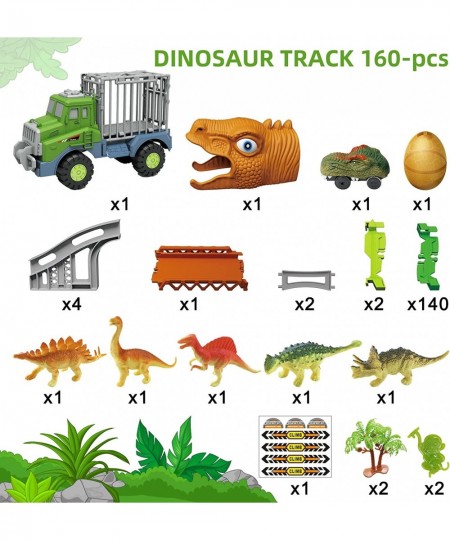 Dinosaur Toys Race Car Tracks Set Create a Dino World Road Race Flexible Dinosaur Vehicle Track Toy Playset 164 pcs Christmas...