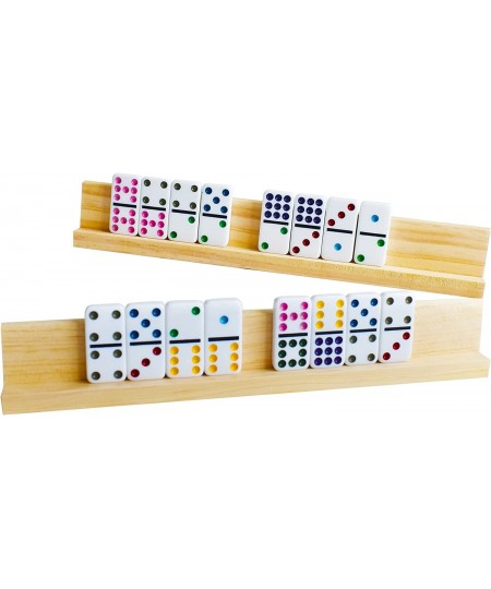 Wooden Domino Holders Trays Set of 8 Domino Tile Racks for Mexican Train $42.70 - Domino & Tile Games