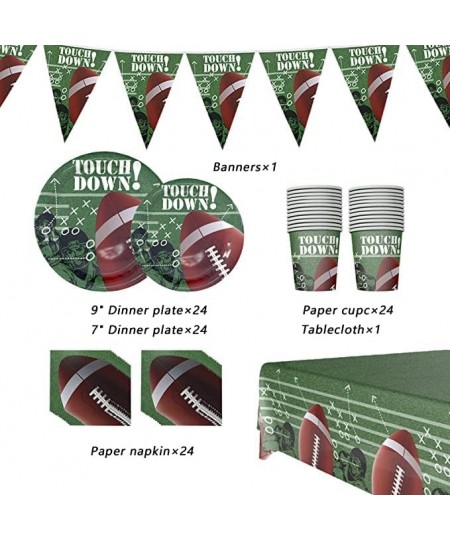 Football Party Supplies 2023 Super Bowl Party Decorations Kit Serve 24 Includes Football Banner Plates Napkins Cup Tablecloth...