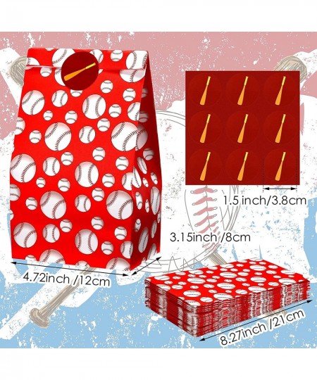 18 Pieces Baseball Snack Bags Sets Baseball Party Gift Bag with Baseball Stickers Baseball Treat Goodie Favor Bags Baseball B...