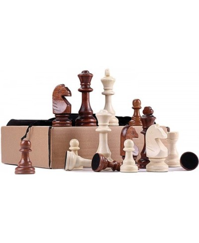 Wooden Chess Pieces Only 32 Pieses Standard Tournamen Staunton Wood Chessmen - 4" King / Storage Bag Gift Package Leather Che...