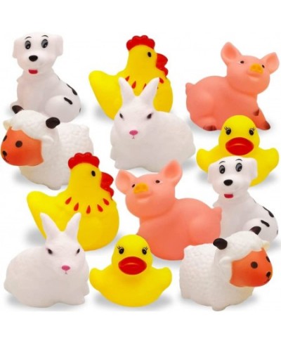 Vinyl Farm Animals Pack of 12 Assorted Squeezable Toys Farm Birthday Party Favors for Kids Fun Bath Tub and Pool Toys for Chi...