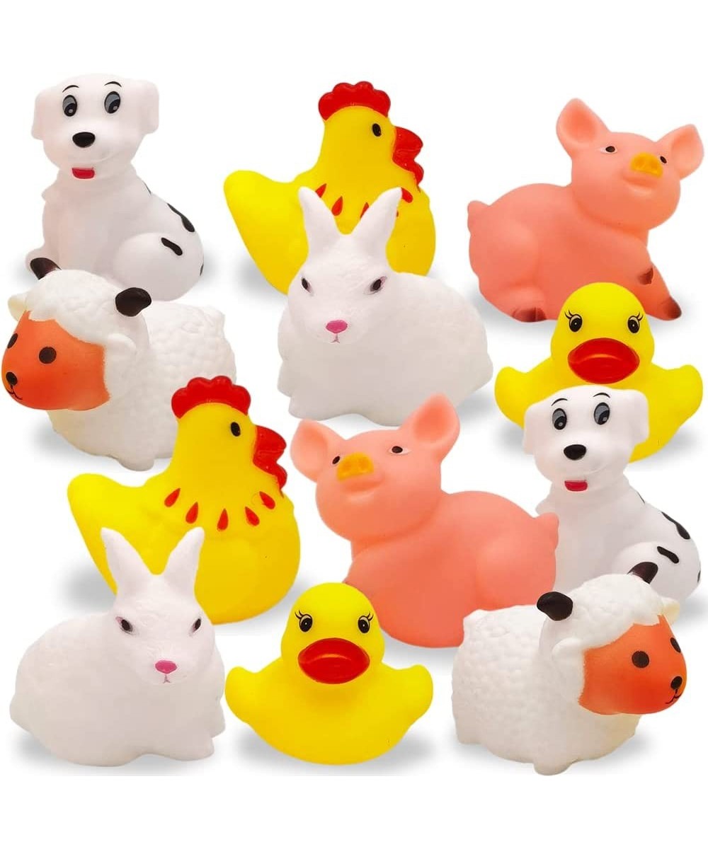 Vinyl Farm Animals Pack of 12 Assorted Squeezable Toys Farm Birthday Party Favors for Kids Fun Bath Tub and Pool Toys for Chi...