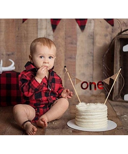 1st Birthday for Lumberjack Crown - Buffalo Plaid Burlap First Birthday Crown - Lumberjack Party Surprise- Wild One Lumberjac...