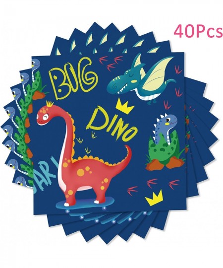 40Pcs Dinosaur Paper Dessert Napkins Disposable Big Dino Luncheon Dinner Paper Napkin Tableware Set for Kids Boys and Girls B...