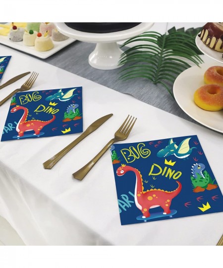 40Pcs Dinosaur Paper Dessert Napkins Disposable Big Dino Luncheon Dinner Paper Napkin Tableware Set for Kids Boys and Girls B...