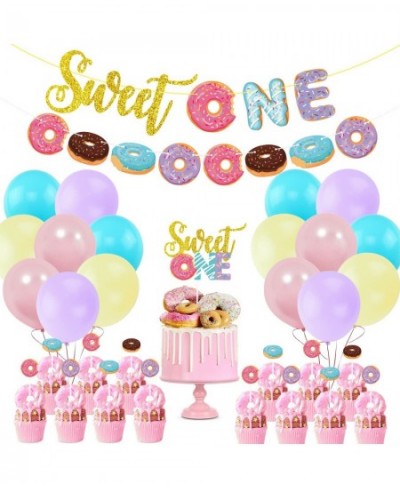 Donut 1st Birthday Party Supplies Donut First Birthday Party Decorations Sweet One Donut Banner Cake Topper Donut Cupcake Top...