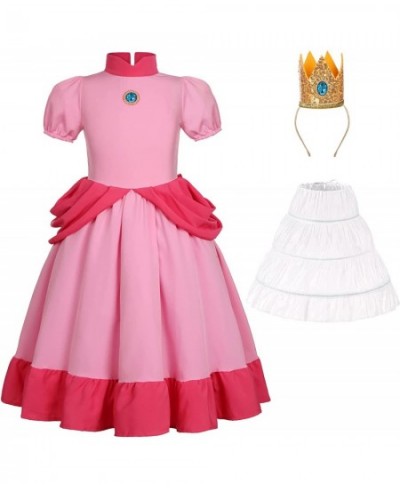 Girls Peach Costume Princess Dress With Crown for Deluxe Halloween Party Dress Up $43.42 - Kids' Costumes