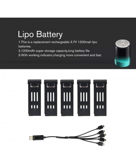 3.7V 1200Mah Lipo Battery 5Pcs 3.7V 1200Mah Lipo Battery with Charger Units Cable for E58 Jy019 Rc Drone Spare Parts Replace ...