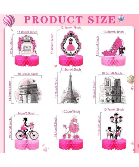 9 Pcs Paris Party Decorations Honeycomb Centerpieces Pink Table Topper 3D Double Side Romantic Girl Eiffel Tower Birthday Sup...