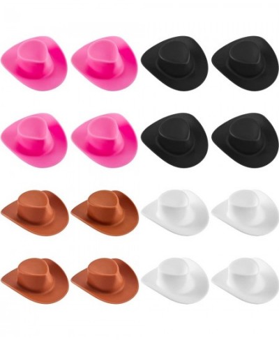 20 Pieces Plastic Mini Western Cowboy Cowgirl Hat Miniature Cute Doll Hat Party Dress Hat for Dollhouse Decoration(Pink White...