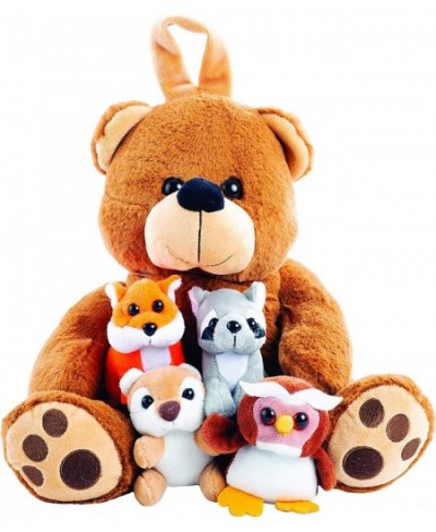 Plush Large Bear Carrier with 4 Mini Plush Animal Sound Toys | Plush Animal Toy Baby Gift | Toddler Gift (Bear Carrier with A...