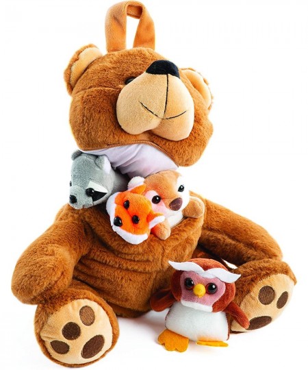 Plush Large Bear Carrier with 4 Mini Plush Animal Sound Toys | Plush Animal Toy Baby Gift | Toddler Gift (Bear Carrier with A...