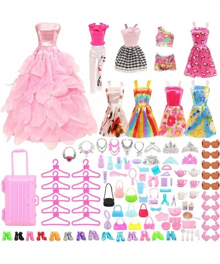 Lot 69 pcs for 11.5 inch Girl Doll Clothes Set Red Wardrobe with Clothes and Accessories Include Trunk Clothes Crown Necklace...