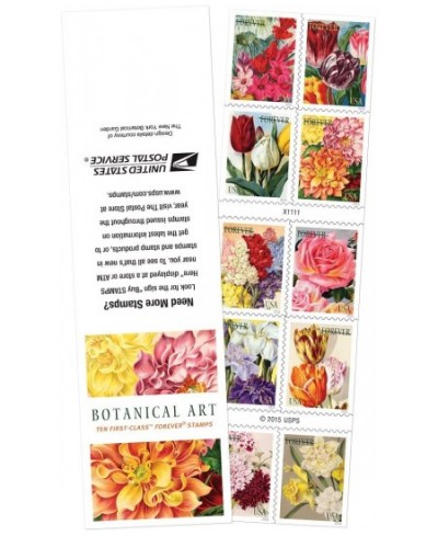 10 Botanical Art Forever First Class Postage Stamps Beautiful Flower Bloom $45.45 - Collectibles Display & Storage