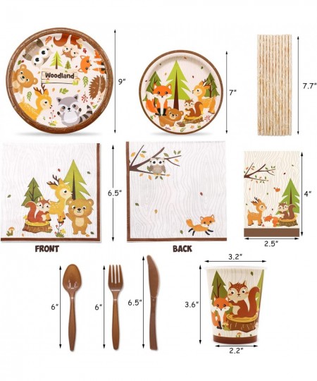 Woodland Animal Party Tableware Supplies Set Including Banner Plates Cups Table Cover and Napkins Serves 20 Guests for Woodla...