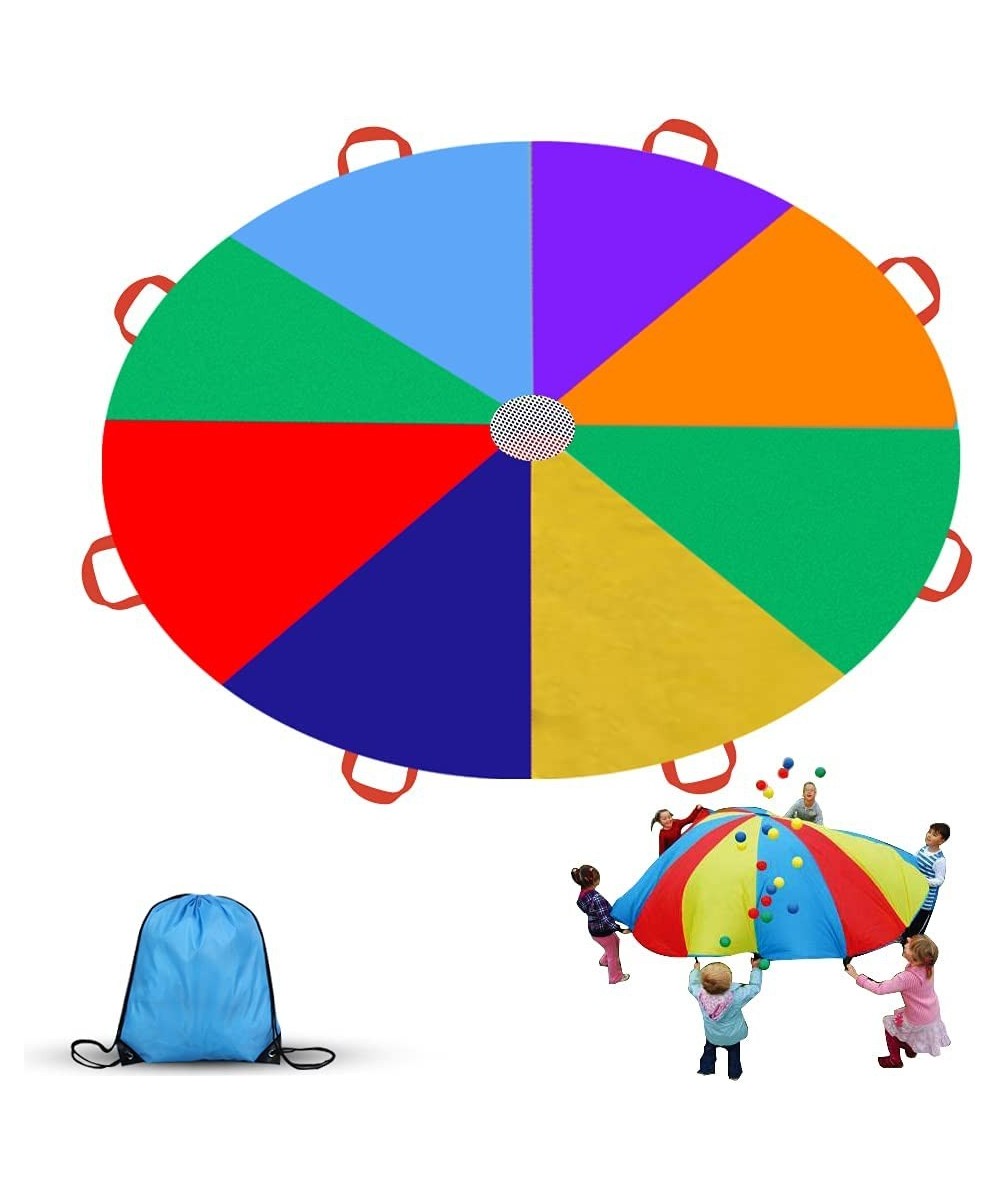 9ft Parachute for Kids Play Parachute 8 Handles Multicolored Parachute Toy Indoor Outdoor Kids Parachute Cooperative Games fo...