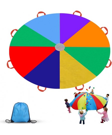 9ft Parachute for Kids Play Parachute 8 Handles Multicolored Parachute Toy Indoor Outdoor Kids Parachute Cooperative Games fo...