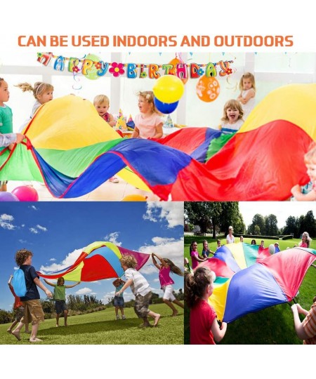 9ft Parachute for Kids Play Parachute 8 Handles Multicolored Parachute Toy Indoor Outdoor Kids Parachute Cooperative Games fo...