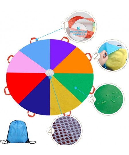 9ft Parachute for Kids Play Parachute 8 Handles Multicolored Parachute Toy Indoor Outdoor Kids Parachute Cooperative Games fo...