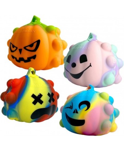 4PCS Halloween 3D Pumpkin Pop Fidget Toys with Flashing LED Light Push Pops Bubble Sensory Toy Silicone Squeeze Popping Fidge...