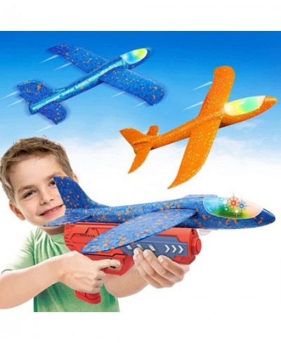 2 Pack Airplane Launcher Toys 14 Inch Throwing Foam Planes with LED Light Flying Catapult Outdoor Christmas Birthday Gifts Fo...