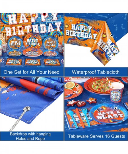 Dart Battle Birthday Party Decorations dart battle Party Supplies Include Gun Theme Backdrop Dart Tablecloth Balloons Kit Cup...