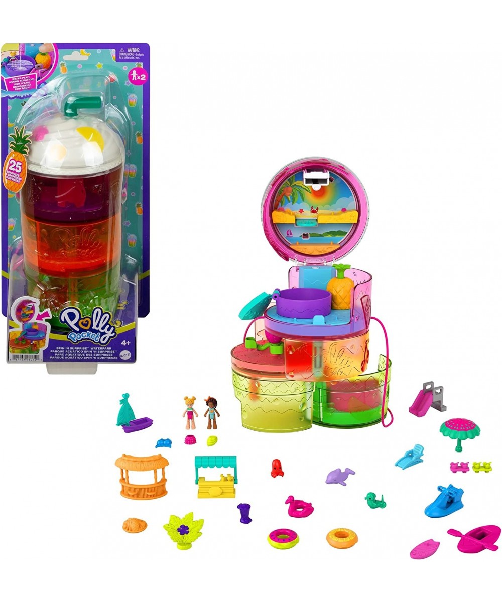 Spin ‘n Surprise Compact Playset Tropical Smoothie Shape Waterpark Theme 3 Floors 25 Surprise Accessories Including Polly & S...