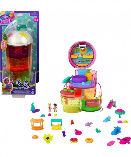 Spin ‘n Surprise Compact Playset Tropical Smoothie Shape Waterpark Theme 3 Floors 25 Surprise Accessories Including Polly & S...