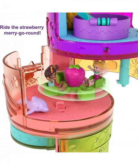 Spin ‘n Surprise Compact Playset Tropical Smoothie Shape Waterpark Theme 3 Floors 25 Surprise Accessories Including Polly & S...