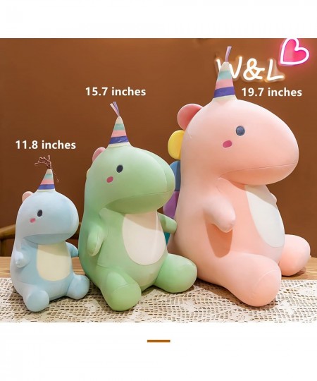 Dinosaur Plush Toy Soft Stuffed Animal Dino Plushies Doll Cute Birthday Gifts for Kids Girls Boys (Hat Pink Dino 11.8 inches)...