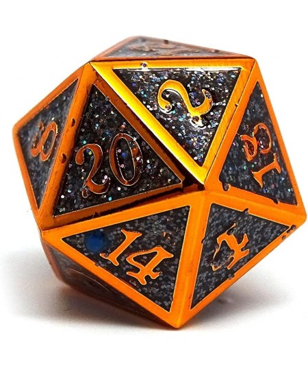 Heroic Dice of Metallic Luster - 7 Piece Metal Polyhedral Dice Collection (Black with Orange Font) $58.08 - Game Accessories