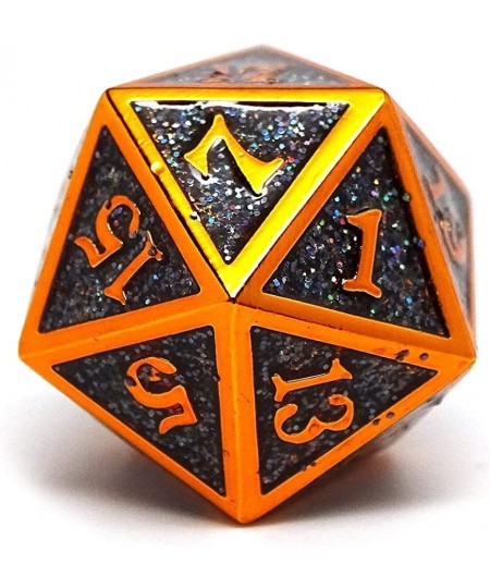 Heroic Dice of Metallic Luster - 7 Piece Metal Polyhedral Dice Collection (Black with Orange Font) $58.08 - Game Accessories