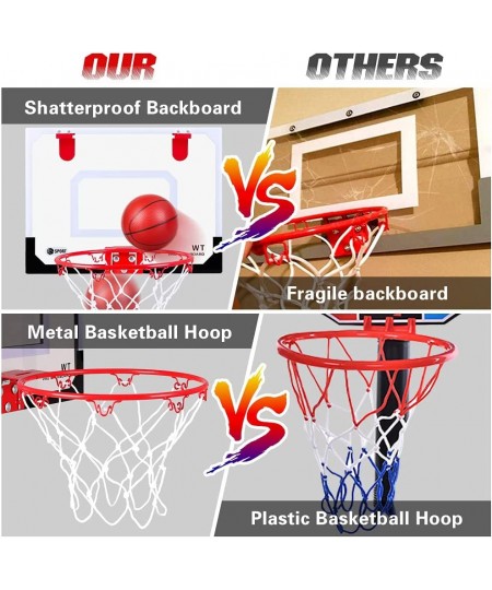 Over The Door Mini Basketball Hoop Wall Mounted Basketball Hoop Set with Ball and Pump Indoor Basketball Toys Sports Active G...