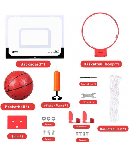 Over The Door Mini Basketball Hoop Wall Mounted Basketball Hoop Set with Ball and Pump Indoor Basketball Toys Sports Active G...