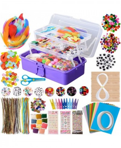 Arts and Crafts Supplies Set Craft Art Supply Kit for Girls Boys Include Pipe Cleaners Pom Poms Folding Storage Box - Great G...