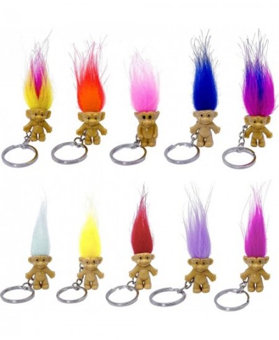 10Pack Cute TROLL DOLLS Key ring Crazy Colour Hair Figurine Kids Toy Party Decoration Good Luck Dolls Keychain Key holder $18...