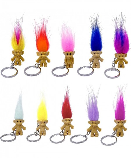 10Pack Cute TROLL DOLLS Key ring Crazy Colour Hair Figurine Kids Toy Party Decoration Good Luck Dolls Keychain Key holder $18...