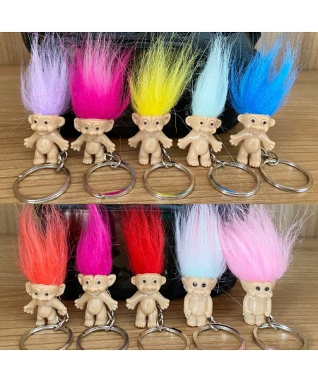 10Pack Cute TROLL DOLLS Key ring Crazy Colour Hair Figurine Kids Toy Party Decoration Good Luck Dolls Keychain Key holder $18...