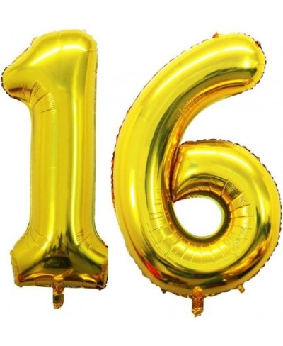 42 Inch Gold 16 Number Balloons for 16th Birthday Party Decorations Jumbo Foil Helium Balloons for Sweet 16 Party 16th Annive...