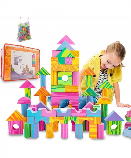 140 Piece Colorful Soft EVA Foam Building Blocks Set Waterproof Play Toy for Children Babies Toddlers & Kids Gift for Boys & ...